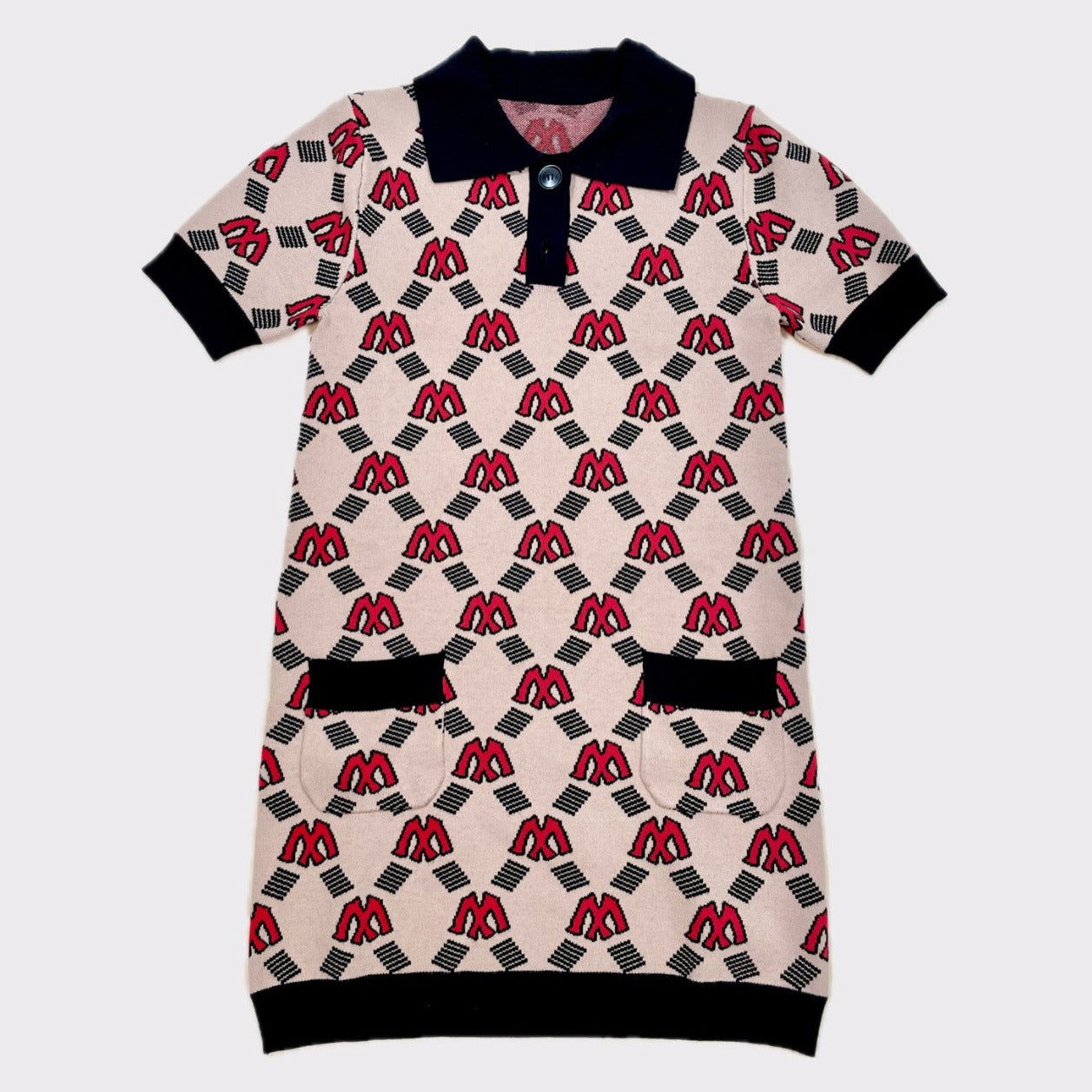 Milian Knit Jacquard Polo Dress